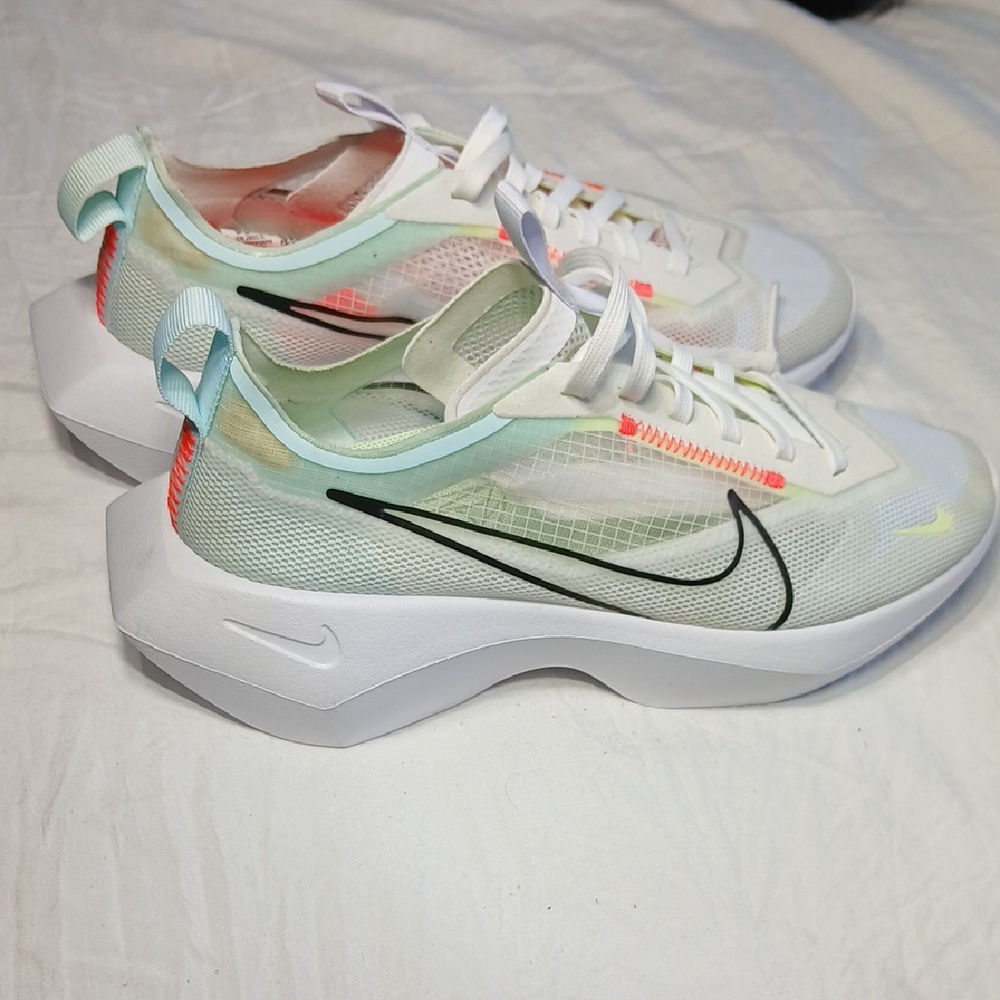 Nike Women’s White Sneakers with Mint and Coral Accents